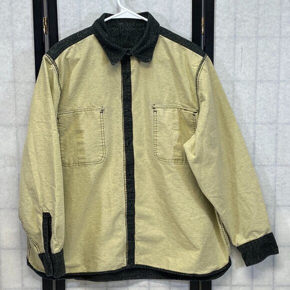 Freedom Foundry Brushed Cotton Flannel Shirt Jacket Black White Marled Button Up - Picture 5 of 12